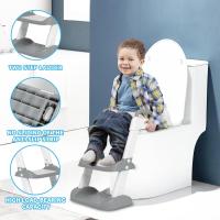 Adaptador WC Niños con Escalera,PU Cojín Acolchado, Ajustable y Plegable,Reductor WC Niños,Portatil Orinal Asiento Baño Inodoro con Escalera,Baño Antideslizante para el Vater para Niños - details 2