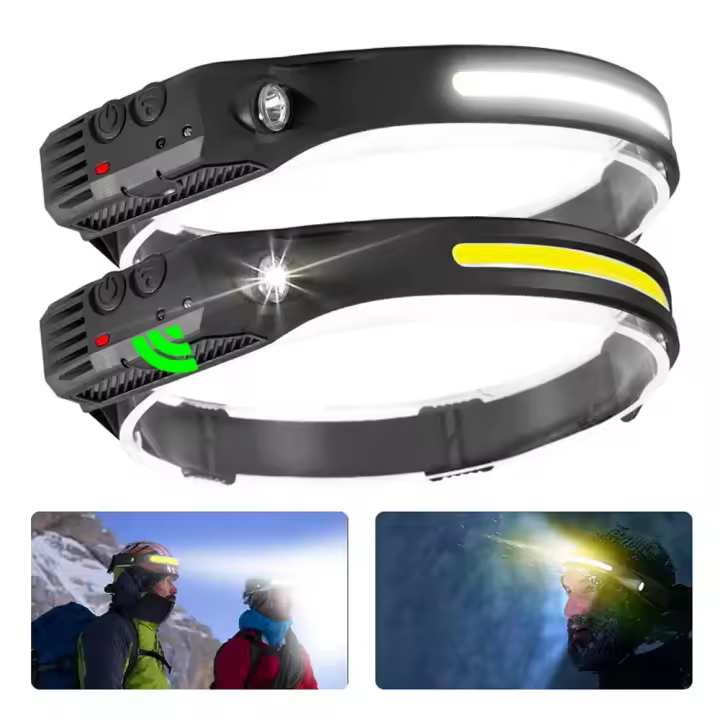 Linterna Frontal COB LED Recargable USB Con Sensor De Movimiento 5 Modos De Iluminación Torcha Para Camping Pesca Y Trabajo - 1