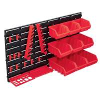 vidaXL Kit de cajas de almacenaje 34 pzas paneles de pared rojo negro - details 0