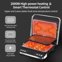 BioloMix Parrilla Eléctrica Rock'n Grill BCG02D 2000W, Placas Desmontables y Aptas para Lavavajillas/Reversibles y Antiadherentes, Sin Humo, Pantalla LCD y Control Digital, Apertura 180º, Placa Superior Flotante - details 4