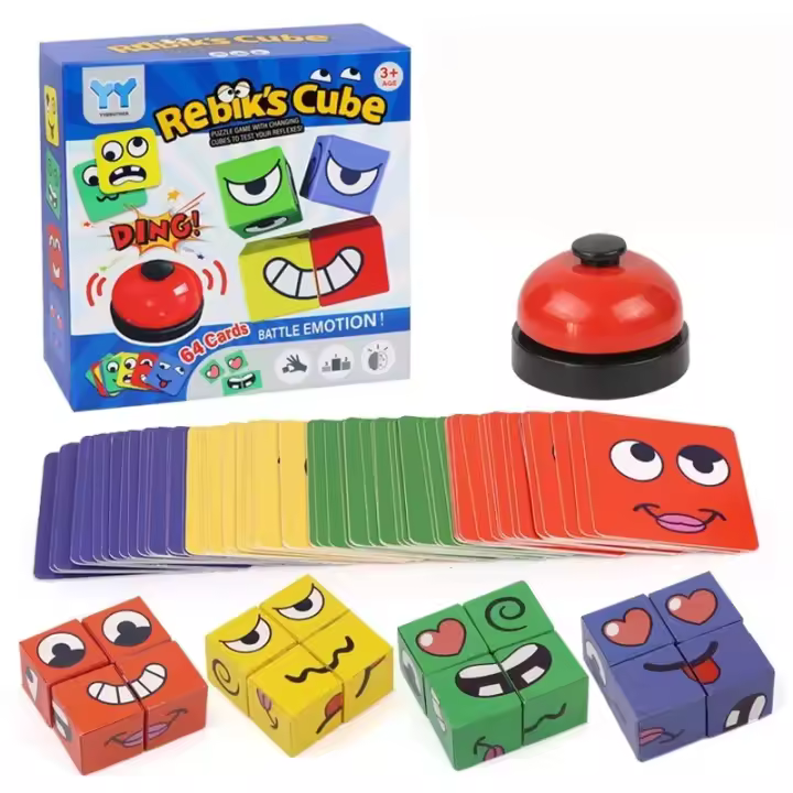 Juego De Construcción De Cubos Con Expresiones De Rostro Para Niños Juguete Educativo Montessori Para El Desarrollo Temprano Regalo Ideal Para Niños De 3 a 12 Años - 1