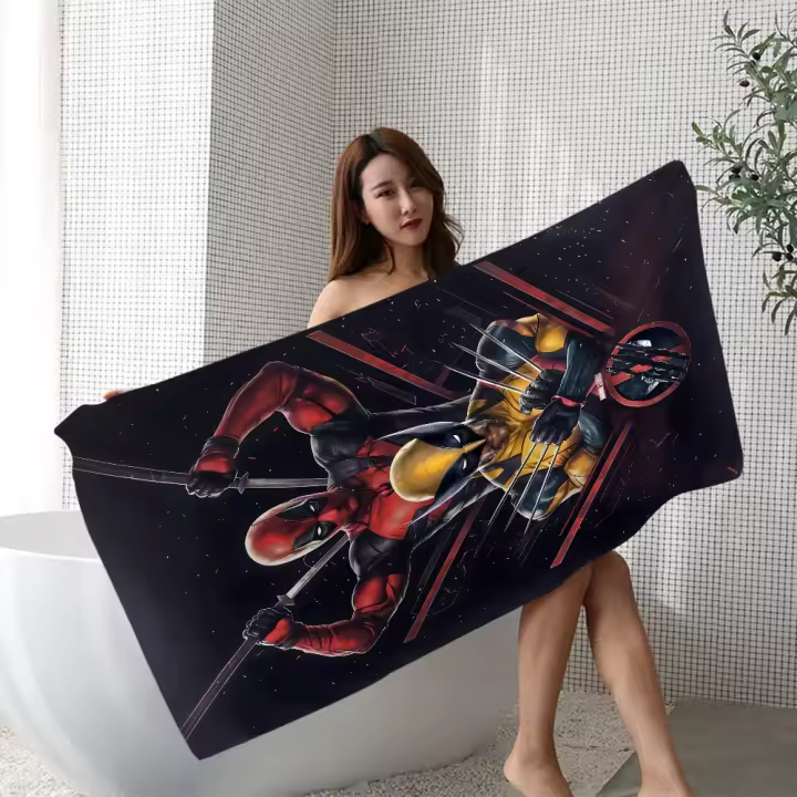 Toalla De Baño Grande Y Absorbente De Microfibra D-Deadpool Y W-Wolverine 2023 Para Playa Y Piscina Secado Rápido Tamaño 76x182 Cm - 1