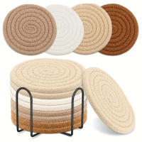 Juego De 8 Tapetes De Vino Tejidos Resistente Al Calor Absorbentes Para Bebidas Como El Café Y El Té Accesorio Decorativo Ecológico - details 4