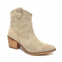 Botines de Mujer Cowboy, Estilo Campero con Tacón Medio Bajo Ancho, Marrón Camel Beige, Moda Casual Otoño Invierno - details 5