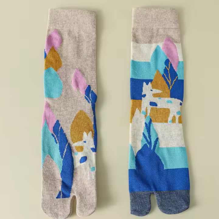 Calcetines De Joven Para Mujer Diseño Divertido Y Coloreado Con Puño Split Algodón Poliéster Spandex Medio Tobillo Estilo Harajuku AB Tabi Calcetines - 1