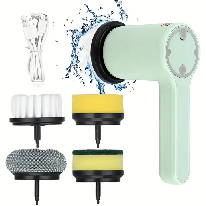 Electric Rotary Scrubber Electric Cleaning Brush Bathroom Scrubber Rechargeable Shower Scrubber For Cleaning Bathtub Tiles Floors Sinks Windows Rechargeable Power Scrubber With 4 Replaceable Cleaning Brush Heads - 1