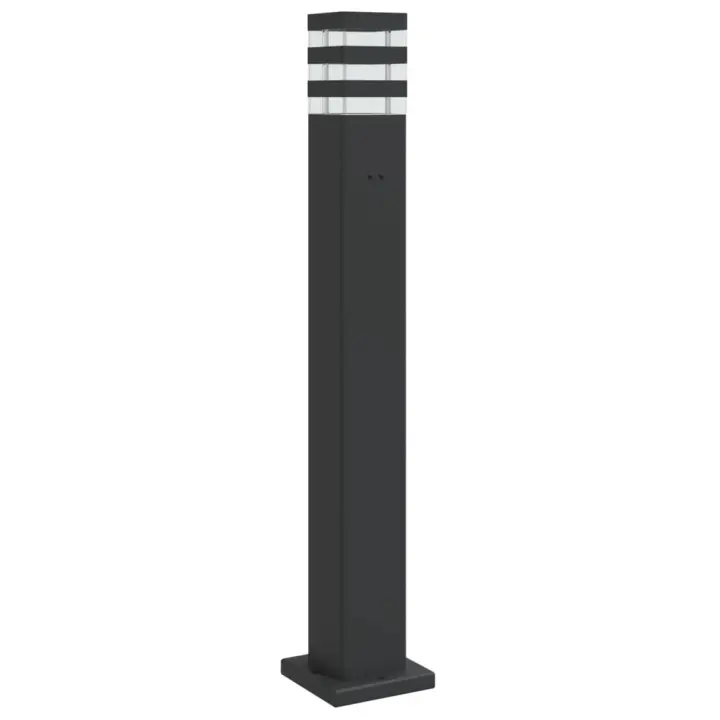 vidaXL Lámpara de suelo de exterior con enchufe aluminio negro Dimensiones 50 cm, 80 cm, 110 cm - 1