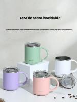 Taza De Acero Inoxidable 304 Con Doble Capa Antideslizante Para Agua Leche Jugo Taza De Café Con Tapa Estilo Simple Regalo Para Oficina Y Hogar - details 0