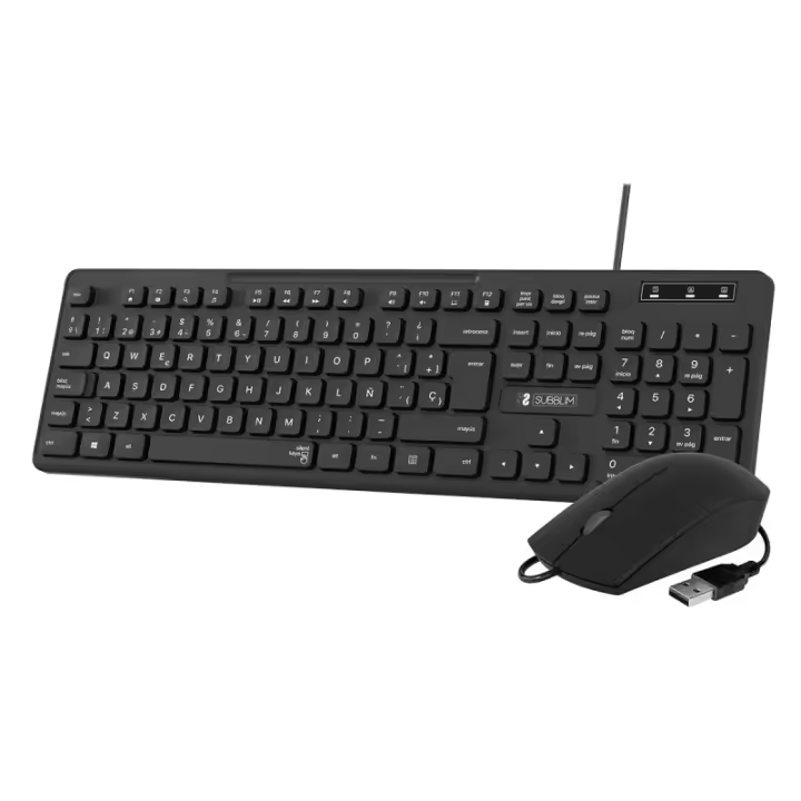 SUBBLIM - Teclado Ergonómico y ratón Combo Business Slim Silencioso con cable USB SUBKBC-CSSK01 - 1