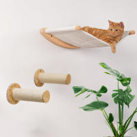 Juego De 3 Piezas De Hamaca Para Gatos Con 2 Postes De Rasguño Muebles Para Mascotas De Interior Soporte De Pared Cama De Percha Para Gatos - details 0