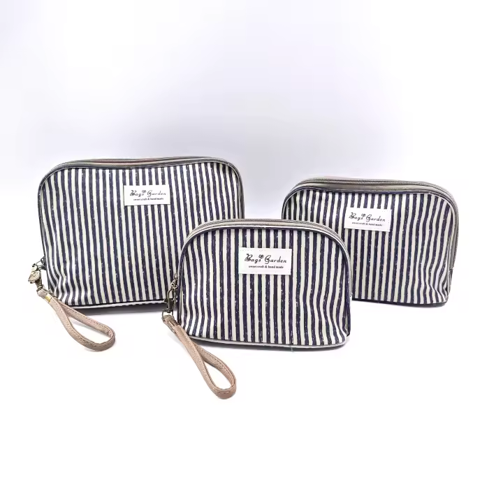 Bagsgarden Neceser de 3 piezas impermeable con rayas, adecuado para cosméticos, bolsa de viaje y gran capacidad de almacenamiento - 1