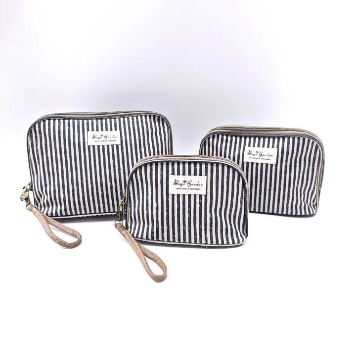 Bagsgarden Neceser de 3 piezas impermeable con rayas, adecuado para cosméticos, bolsa de viaje y gran capacidad de almacenamiento - 1