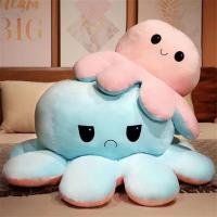 Flip Octopus Doll Large Double-sided Flip Mood Face Changing Doll Angry Decompression Plush Toy Birthday Gift Pink To Light Blue! Diameter 90cm (inse - details 3
