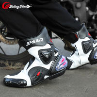Botas De Motocicleta Para Hombre Y Mujer Microfibra Cuero Anticolisión Protección De Tornillo Moto Racing Botas Cortas A004 - details 8