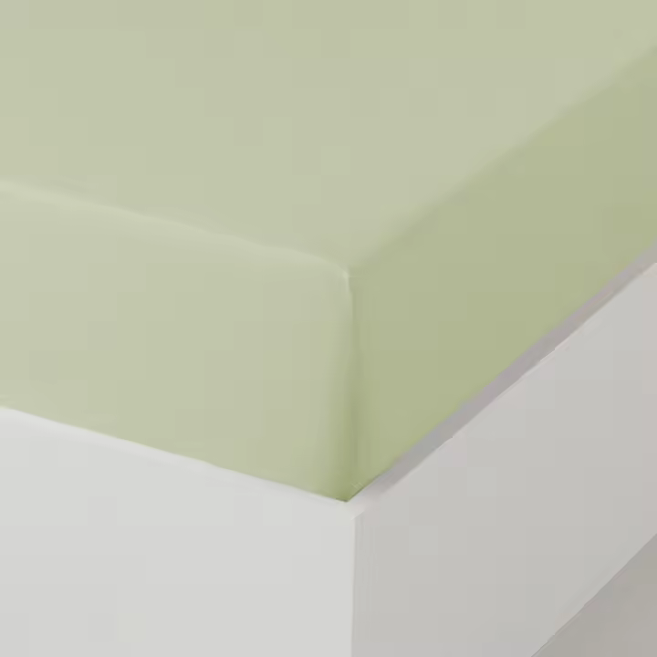 Manterol - Sábana bajera de algodón percal 200 hilos verde. Sábanas lisas de tejido natural para todas las estaciones, transpirables, duraderas y de fácil planchado. - 1