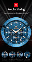 Reloj De Cuarzo Para Hombre OLEVS Con Fase Lunar Calendario Óptimo Resistente Al Agua Y Luz Piel Marrón Correa De Cuero Reloj De Mano Para Hombres - details 3