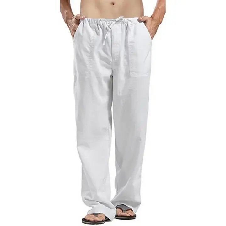Pantalones De Lino Para Hombre Estilo Casual Con Varios Bolsillos Corte Recto Ligero De Peso Transpirable Para Primavera Otoño Verano Disponible En 5 Colores - 1