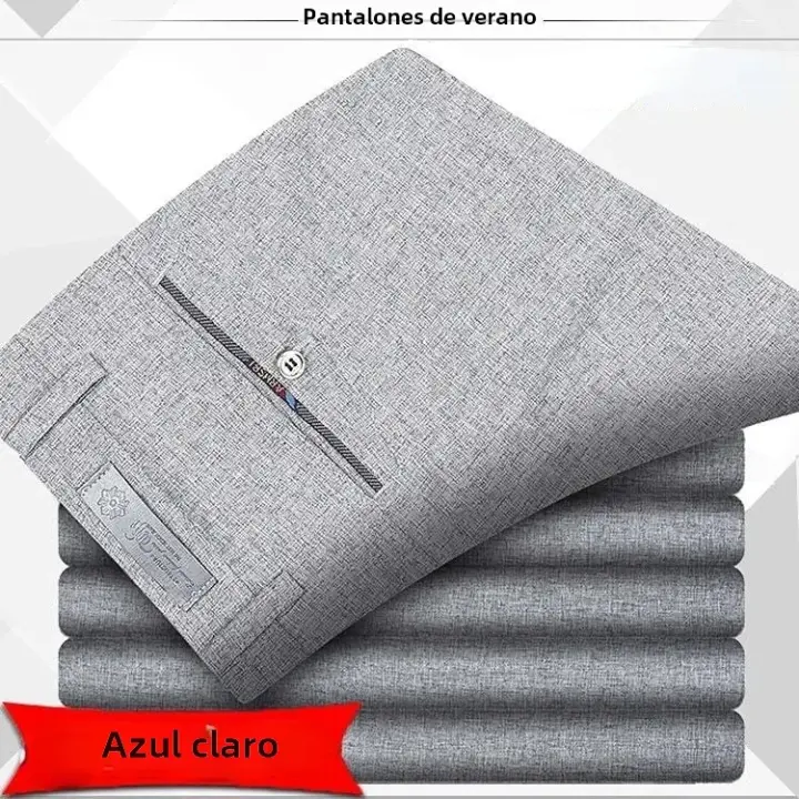 Pantalones Clásicos Para Hombre De Alta Calidad Verano Primavera Otoño Invierno Bizcaíno Casuales Negocios Pantalones Rectos De Cintura Alta Durable Suave Transpirable Antigüice Adecuado Para Oficina Comidas Noches Viajes Social - 1