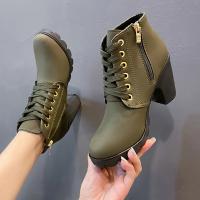 Botas De Tacón Alto Para Mujer Primavera Invierno Calidad Superior Con Cordones Moda Europea Zapatos De Mujer PU Botas Con Plataforma Entrega Rápida - details 31