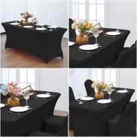 Funda De Mesa Elástica De Spandex Para 6FT/4FT Universal Ajustable Para Fiestas Banquetes Bodas Y Eventos Resistente Al Aceite Estilo Sólido - details 5
