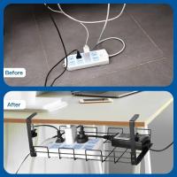 Organizador De Cables Metálico Para Escritorio Sin Perforar Estantería De Almacenamiento Para Oficina Y Hogar Resistente Y Ordinadorizado - details 5