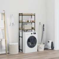 vidaXL Estantería Lavadora Armario Estantes Baño Madera Ingeniería Color Gris sonoma,  Roble ahumado,  Marrón roble y mas - details 3