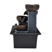 Fuente De Agua Para Mesa Con Luz LED Amarilla Decoración De Oficina Y Sala De Meditación Estilo Feng Shui Relajante Figura De Plástico - details 4