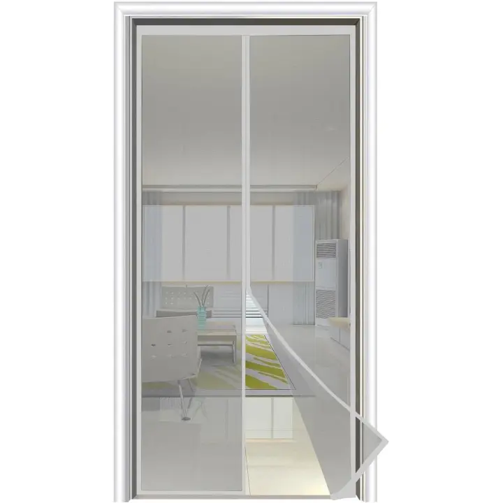 Cortina Mosquitera Magnética para Puerta Exterior con Imanes, Mosquitera Cortina Puerta Magnetica Imantada - (90x210, Gris) - 1
