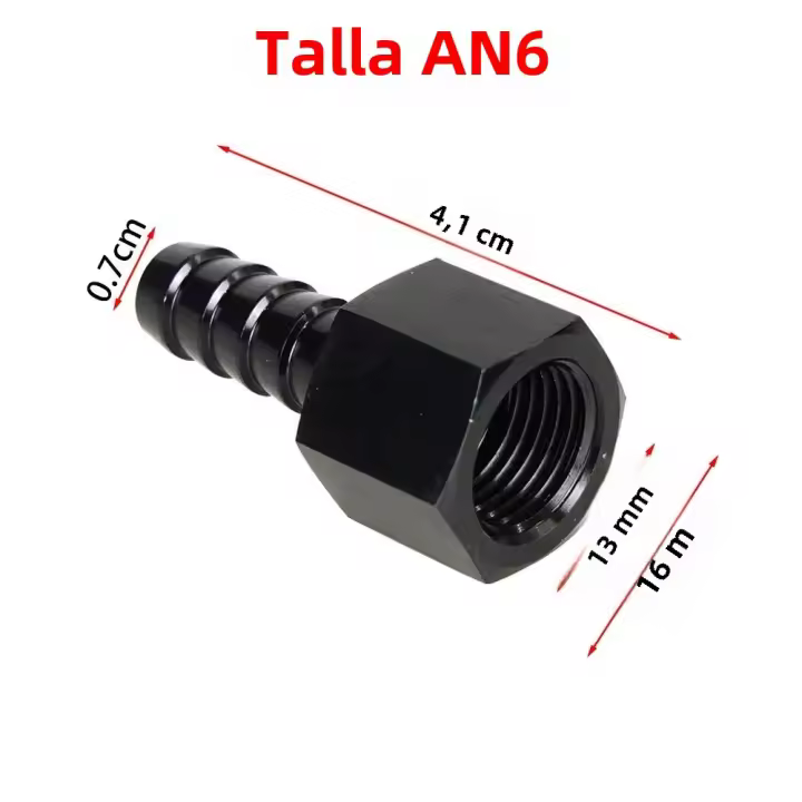 Adaptador De Tubo De Aceite 6AN 8AN a 3/8" Con Conector AN-6 AN-8 Negro Fitting Barbado Para Suministro De Combustible Universal - 1