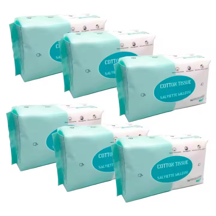 360 Hojas Toallitas secas suaves, paños de limpieza desechables suaves, 6 paquetes de 60 unidades, el tamaño de la toallas desechables seca es de 17 x 20 Cm, se puede utilizar como paños para bebés - 1