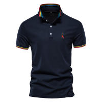 Camisa Polo Hombre AIOPESON Verano Bordado De Girafa Manga Corta Estilo Casual Cuello Erguido Transpirable Material Algodón Slim Fit - details 1