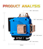 Nivel De Láser Honminda 16 Líneas 4D Auto-nivelado 360 Grados Horizontal Y Vertical Cruz Super Potente Nivel De Láser Verde - details 0