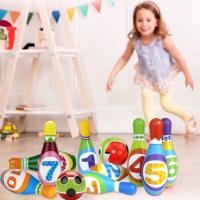 Minijuego de bolos para niños, con 2 Bolas y 10 bolos, para jugar al aire libre en interiores. - details 2