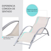 Outsunny 2 Tumbonas de Jardín 59x169x66 cm con Mesa de Café 41x41x45 cm de Vidrio Templado Reposabrazos para Patio Piscina Terraza Aire - details 3