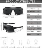 Gafas De Ciclismo 100 Para Hombres Y Mujeres Protección UV400 Gran Marco 5 Colores Deportes Correr Pesca Lentes De Polímero - details 1