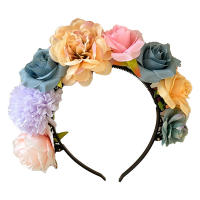 Diadema De Flores Coloridas Para Niñas Adorno De Cabello Simulación De Flor Corona De Novia Para Boda Accesorio Para Mujer - details 8