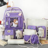 Mochila Kawaii Para Mujer 5pcs Estilo Coreano Lindo Para Estudiantes Niñas Sets De Mochilas Escolares De Lona Con Cierre De Cremallera - details 6
