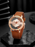 Reloj De Cuarzo Para Hombre TOMI Con Correa De Cuero Minimalista Y Moderna Cristal Hueco Personalizado Resistentes Al Agua - details 13