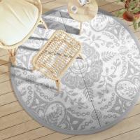 vidaXL Alfombra de exterior ARAKIL Ø160 cm PP en color Gris claro/Blanco y gris claro/Estampado gris y más - details 0