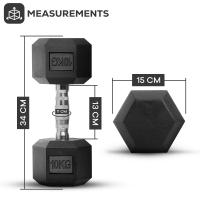 ALLINLIFE Mancuerna Hexagonal De Hierro Fundido Duradera De 2,5-25 Kg Con Revestimiento De Goma Para Gimnasio En Casa Con Mango Ergonómico, Estable Y Versátil - details 5