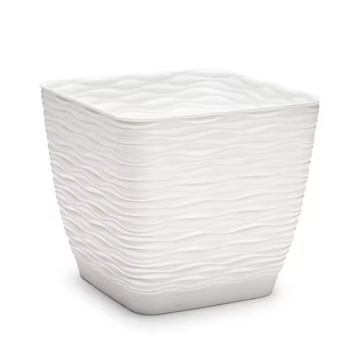 Plastic Forte - Maceta Cuadrada Pequeña con Plato, de 17cm, Maceta para jardines Flores Resistente, Macetero de Plastico - 1