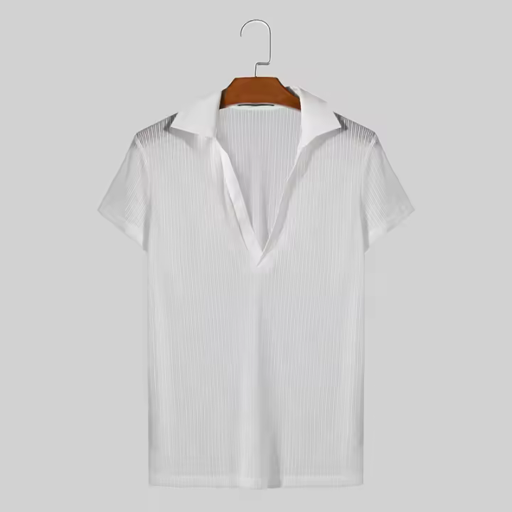 Camiseta De Pecho Redondo Con Estampado Rayado Para Hombre INCERUN Moda Casual Verano Manga Corta Tallas S-5XL Ropa De Calle - 1