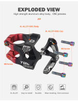 TOSEEK Tija De Bicicleta MTB 35mm CNC Ultraligera 0 Grados Elevación Durable Para DH AM Enduro Compatible Con Rueda Delantera 28.6mm - details 3