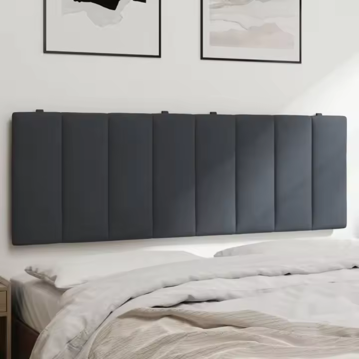 Cabecero de cama acolchado terciopelo gris oscuro 120 cm - 1