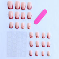 24 Pcs Uñas Postizas Largas Cuadradas En Rosa Brillante Con Patrón De Corazones Para Mujer Y Niña Regalo Ideal Para Fiestas Y Fiesta - details 4
