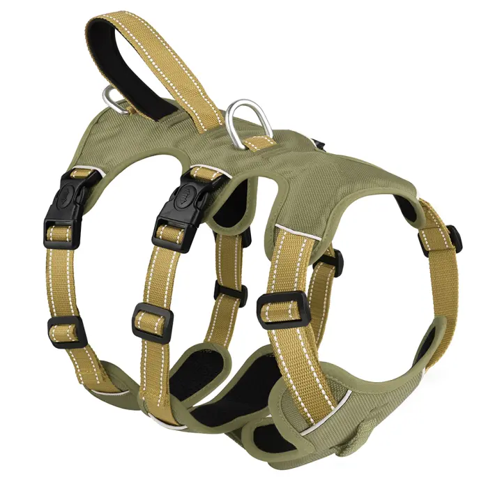 Harnés Reflectante Para Perros De Malla Y Nylon Ajustable Para Pequeños Medianos Y Grandes Con Manija Para Pitbull Pug Sin Pulling - 1