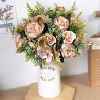 Kahaul Flores Artificiales De Seda Otoño Colores Hydrangea Peonías Rosas Para Decoración De Hogar Y Bodas Arreglo Floral Falso Para Eventos - details 2