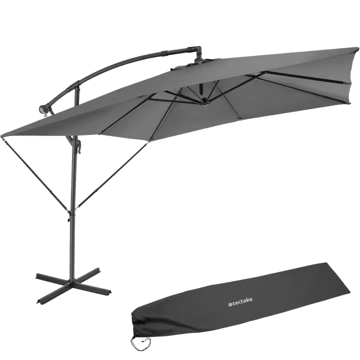 Tectake - Parasol Apolo con manivela 2,5 x 2,5 m  Parasol cuadrado con gran zona de sombra  Manivela manual de marcha suave para abrir y cerrar fácilmente  Ángulo de inclinación ajustable para adaptarse a la posición del sol - 1