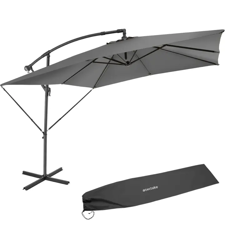 Tectake - Parasol Apolo con manivela 2,5 x 2,5 m  Parasol cuadrado con gran zona de sombra  Manivela manual de marcha suave para abrir y cerrar fácilmente  Ángulo de inclinación ajustable para adaptarse a la posición del sol - 1