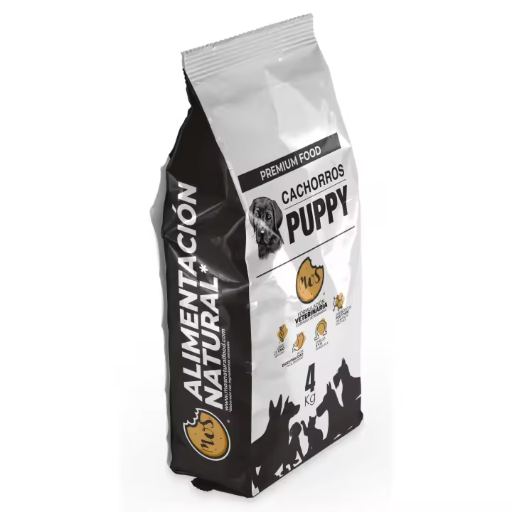 Alimento seco para Perros MOS Cachorros - Puppy (Saco de 4kg) - Formulado para Cachorros de Todas Las Razas Desde el destete hasta los 12-18 Meses de Edad - Elaborado con Carne de Pollo y Cordero. - 1